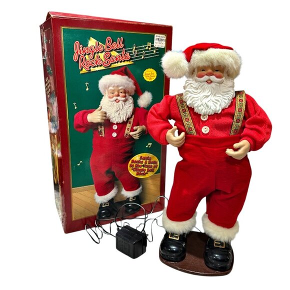 Vintage Jingle Bell Rock Santa Claus Animated Dancing Musical 1998 See VIDEO! - Picture 1 of 17